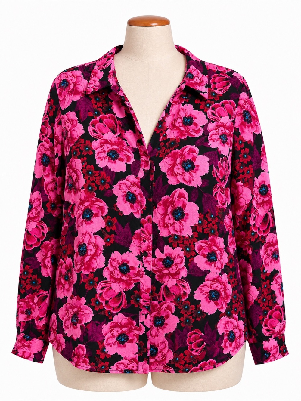 Worthington Fuchsia Floral Button-Down Shirt
